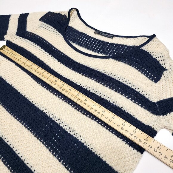 Peruvian Connection Womens Pima Cotton Long Sleeve Mesh Top Size S Stripe Preppy - Picture 6 of 9